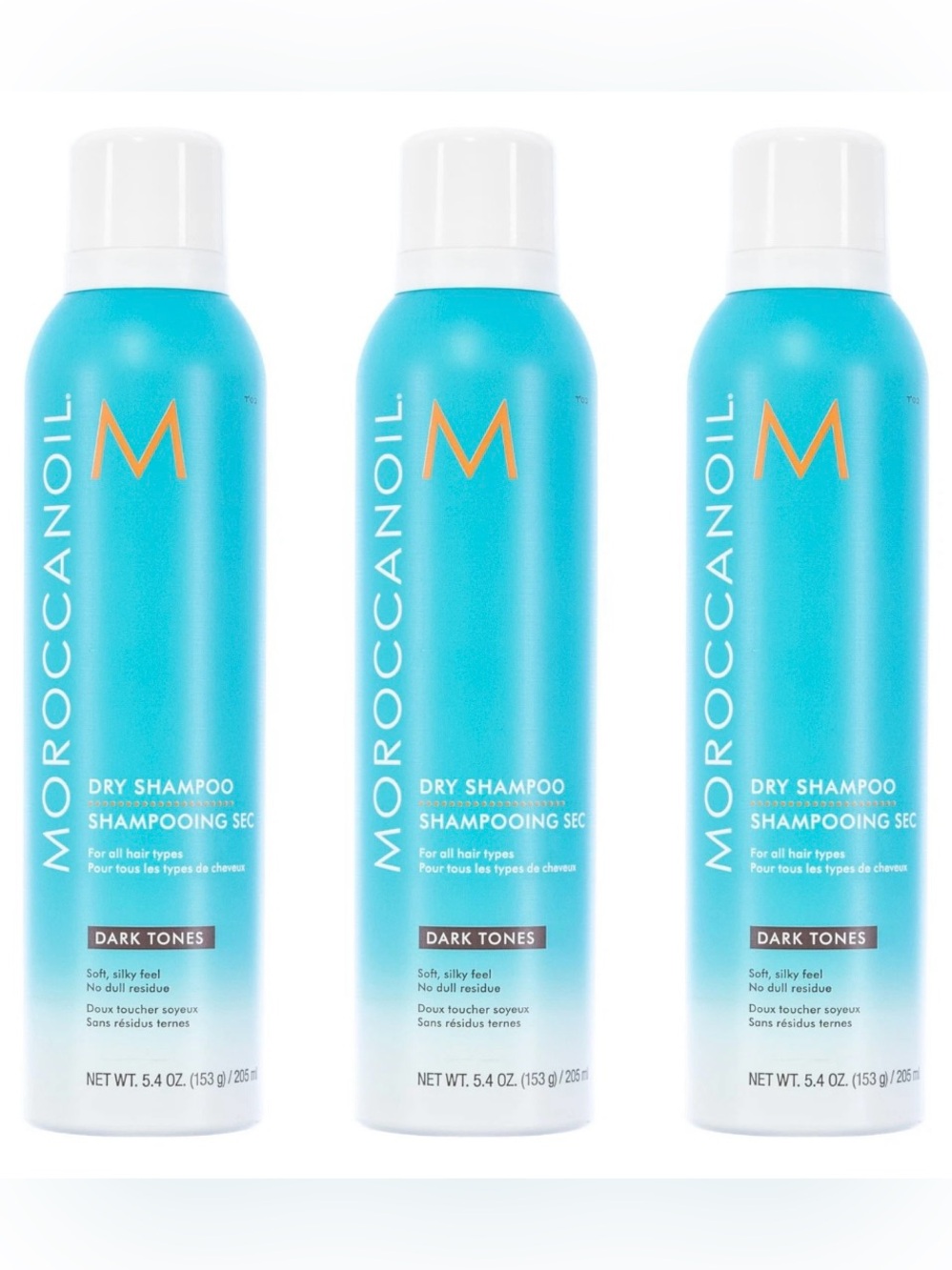 Moroccanoil Dry Shampoo DARK Tones 5.4 oz Largest Size SET Of 3 BRAND NEW!
